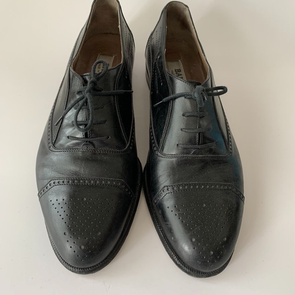 BALLY MENS OXFORDS DRESS LEATHER SHOES BLACK SIZE 11 MADE IN ITALY BROGUE